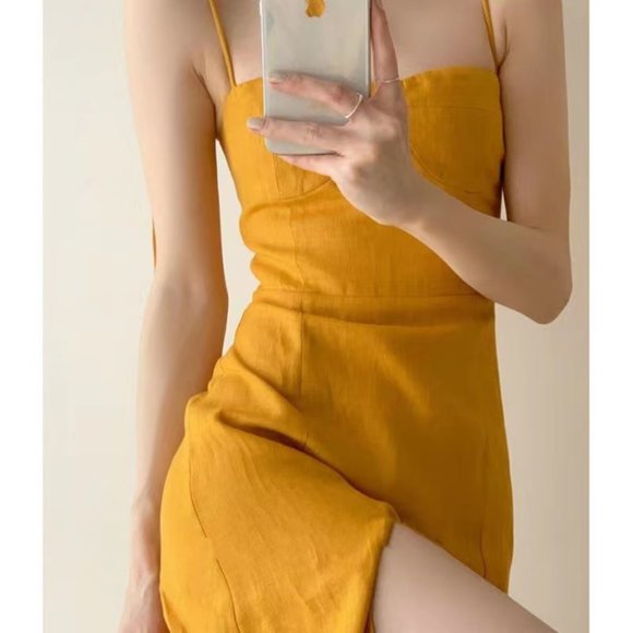 French strap dress temperament retro slim sexy slit long skirt summer - Picture 2 of 5